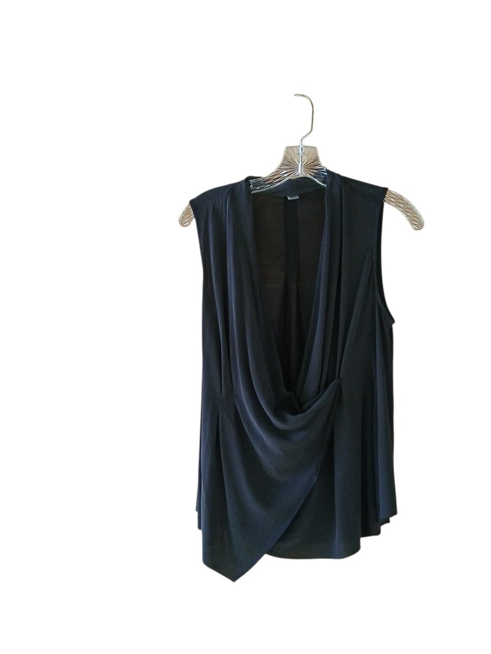 Cousin Earl Charcoal Draped Neck Surplice Tank Top Medium